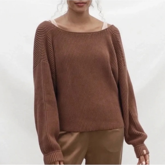 Lunya chestnut reversible oversized ribbed sweater sz medium m preloved - Picture 8 of 11
